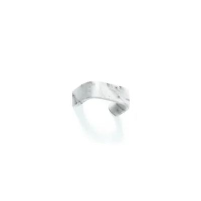 Small Touch white marble finish edge-pull knob, curved cabinet handle