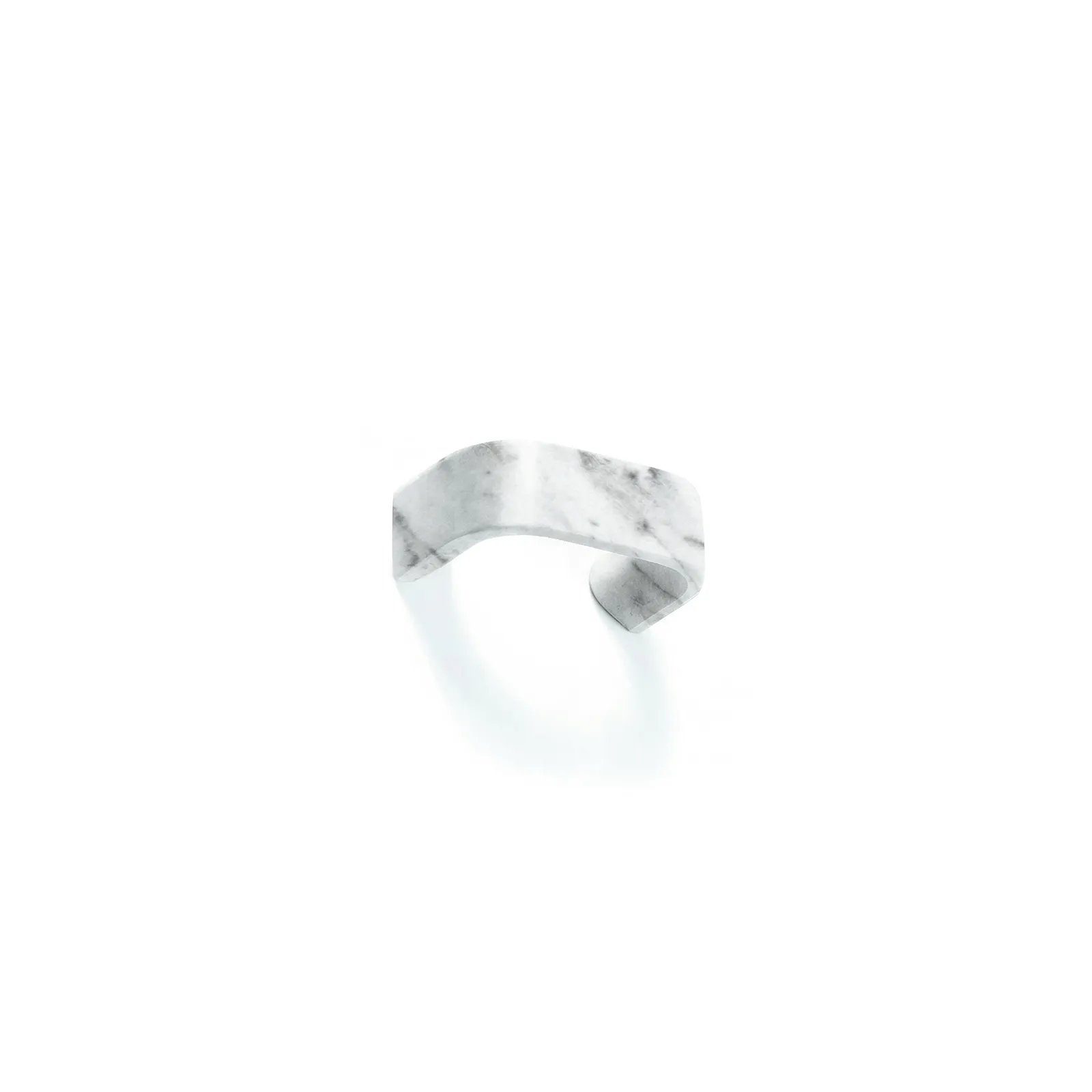 Small Touch 8359-40 Small Touch white marble finish edge-pull knob, curved cabinet handle